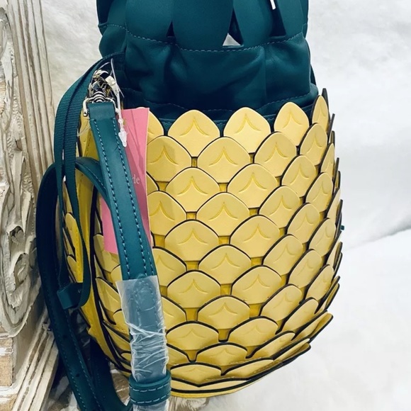 Kate Spade Pineapple Crossbody Bucket Bag Amazing Colada Novelty yellow green - Picture 7 of 14